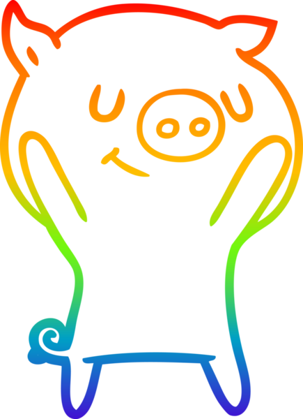gökkuşağı gradyan çizimi mutlu çizgi domuz çizimi bir insan tarafından çizilmiş