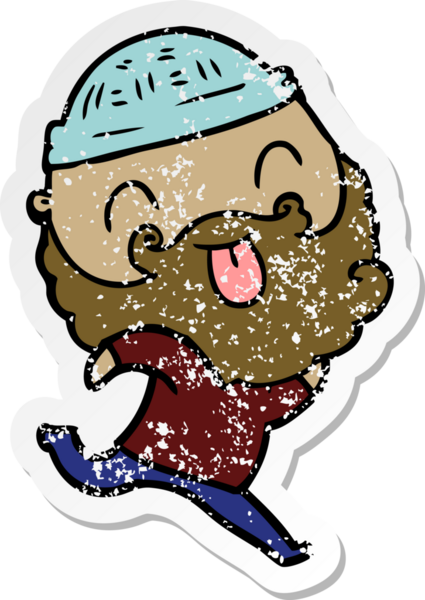 Bir insan tarafından çizilmiş sakallı, koşan bir adamın sıkıntılı çıkartması.