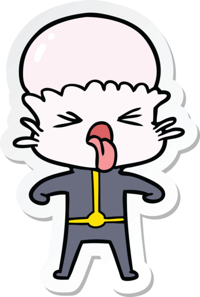 Bir insan tarafından çizilmiş iğrenç bir çizgi film uzaylısının çıkartması.