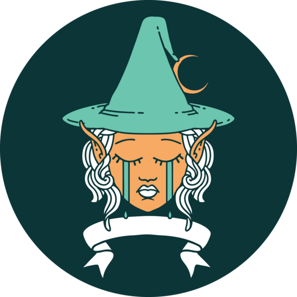 Ağlayan Elf Büyücüsü karakteri simgesi Bir insan tarafından çizilmiş bayrak ile yüz yüze