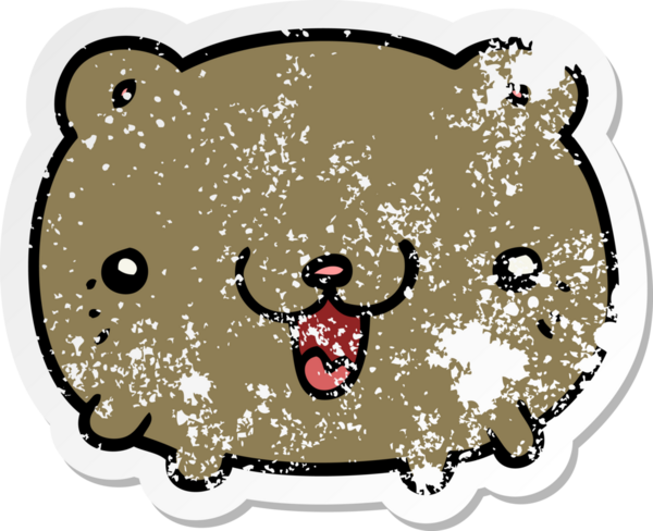 Bir insan tarafından çizilmiş komik bir ayının sıkıntılı çıkartması.