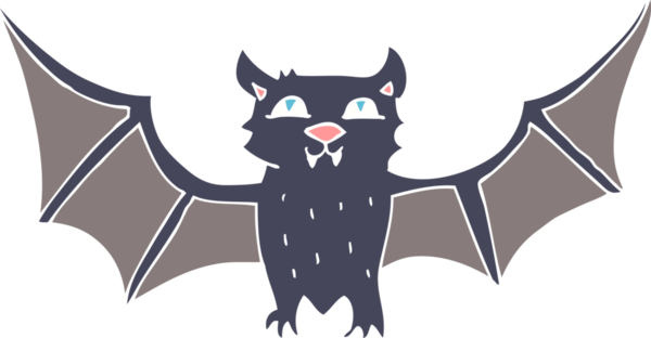 Bir insan tarafından çizilen cadılar bayramı yarasasının düz renk çizimi