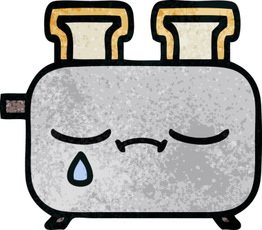 Bir insan tarafından çizilmiş bir tost makinesinin retro grunge doku karikatürü