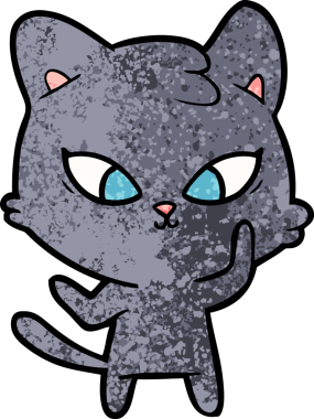 Bir insan tarafından çizilmiş sevimli çizgi film kedisi.