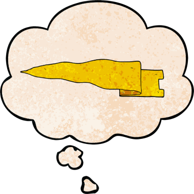 bir insan tarafından çizilmiş grunge doku biçiminde düşünce baloncuğu olan çizgi film dalgalanan afişi