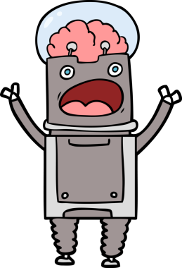 Bir insan tarafından çizilmiş çizgi film robotu