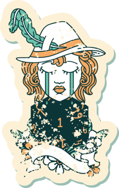 Retro Dövme Tarzı Ağlayan İnsan Ozan Doğal 1 D20 rulo Bir insan tarafından çizilmiş