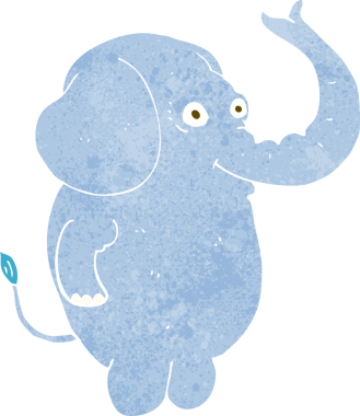 Bir insan tarafından çizilmiş komik bir fil.