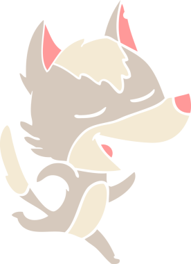 Düz renkli çizgi film koşu kurdu bir insan tarafından çizilmiş.