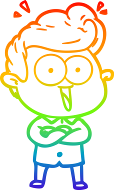 Gökkuşağı gradyanı çizimi bir insan tarafından çizilmiş heyecanlı bir çizgi film