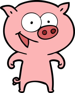 Bir insan tarafından çizilmiş neşeli domuz çizgi filmi.