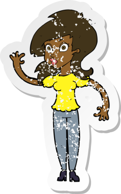 Bir insan tarafından çizilmiş, gerilmiş, karikatür yapıştırması. Güzel bir kadın.