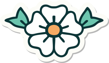 Bir insan tarafından çizilmiş geleneksel bir çiçek stiliyle dövme çıkartması.