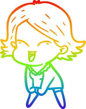 gökkuşağı gradyan çizimi mutlu bir çizgi film kızı bir insan tarafından çizildi