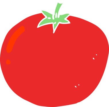 Bir insan tarafından çizilmiş domatesin düz renk çizimi