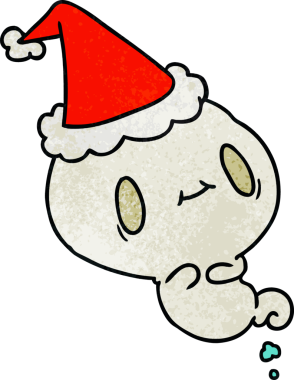 Bir insan tarafından çizilmiş kawai hayaletinin el yapımı bir karikatürü.