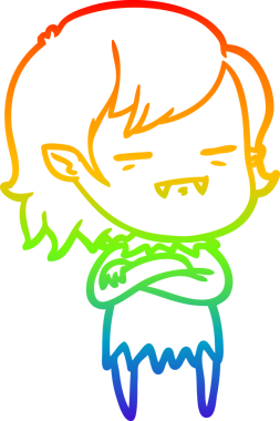 Gökkuşağı gradyan çizgi çizimi Bir insan tarafından çizilen ölümsüz vampir kız çizgi