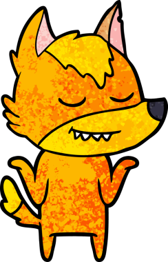 Bir insan tarafından çizilmiş tilki çizgi film karakteri