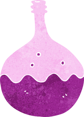 Bir insan tarafından çizilmiş köpüren kimyasallar.