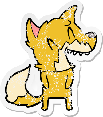 Bir insan tarafından çizilmiş gülen tilki çizgi filminin sıkıntılı çıkartması.