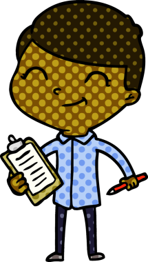 Bir insan tarafından çizilmiş gülümseyen çizgi film çocuğu.