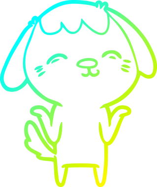 Bir insan tarafından çizilmiş mutlu çizgi film köpeğinin soğuk gradyan çizimi