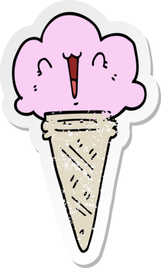 Bir insan tarafından çizilmiş karikatürlü dondurma etiketi.