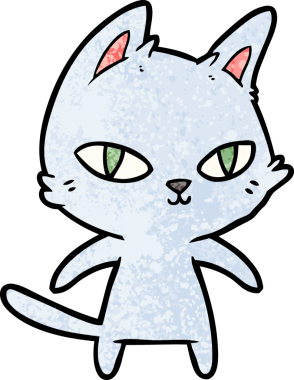 Bir insan tarafından çizilmiş çizgi film kedisi.