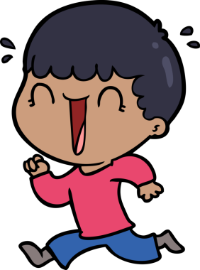 Bir insan tarafından çizilmiş gülen karikatür adam.