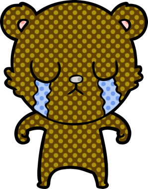 Bir insan tarafından çizilmiş ağlayan çizgi film ayısı.