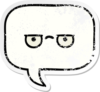 Bir insan tarafından çizilmiş şirin bir karikatür konuşma balonunun sıkıntılı çıkartması.