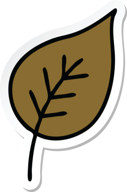 Bir insan tarafından çizilmiş güzel bir sonbahar yaprağının çıkartması.