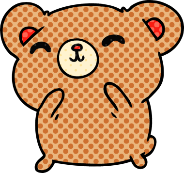 Bir insan tarafından çizilmiş güzel, mutlu bir ayı.