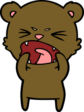 Bir insan tarafından çizilmiş kızgın çizgi film ayısı.