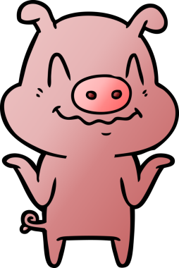 Bir insan tarafından çizilmiş sinirli çizgi film domuzu.