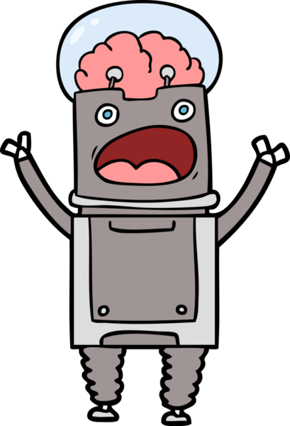 Bir insan tarafından çizilmiş çizgi film robotu