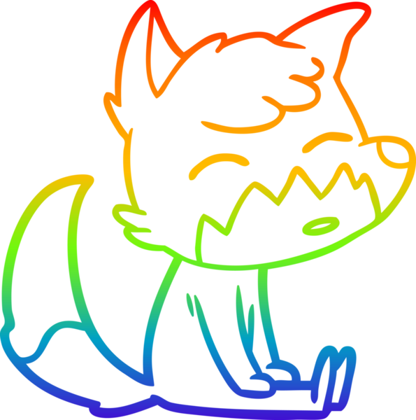 gökkuşağı gradyan çizgisi bir insan tarafından çizilmiş tilki çizgi çizimi