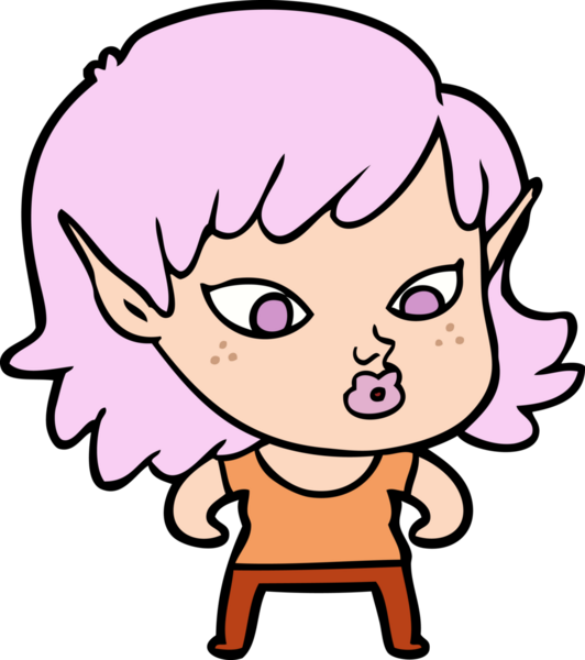 Bir insan tarafından çizilmiş güzel elf kızı.