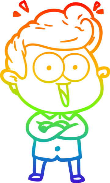 Gökkuşağı gradyanı çizimi bir insan tarafından çizilmiş heyecanlı bir çizgi film