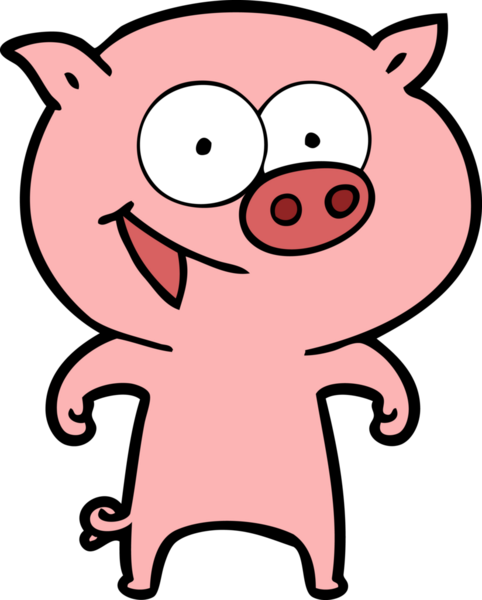 Bir insan tarafından çizilmiş neşeli domuz çizgi filmi.