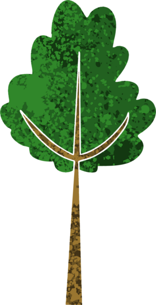 Bir insan tarafından çizilmiş retro illüstrasyon tarzı tuhaf çizgi film ağacı