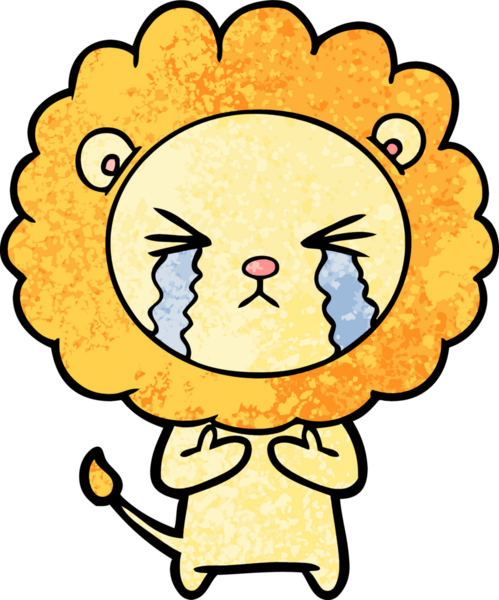 Bir insan tarafından çizilmiş ağlayan bir aslan.