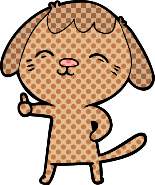 Mutlu çizgi film köpekleri bir insan tarafından çizilmiş başparmak işareti veriyor.