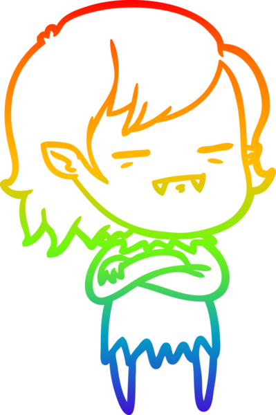 Gökkuşağı gradyan çizgi çizimi Bir insan tarafından çizilen ölümsüz vampir kız çizgi