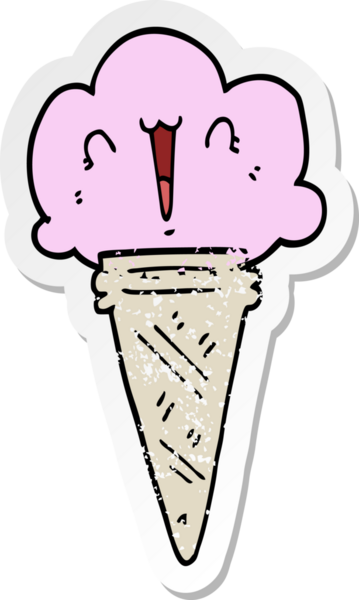 Bir insan tarafından çizilmiş karikatürlü dondurma etiketi.