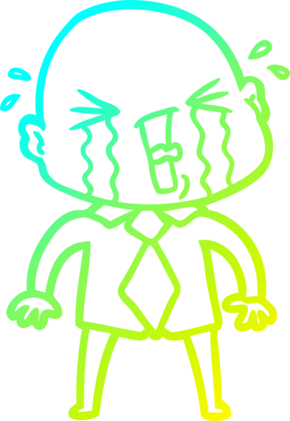 Bir insan tarafından çizilmiş, ağlayan kel bir adamın çizdiği soğuk çizgi.