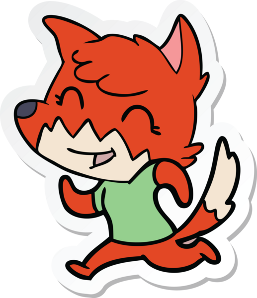 Bir insan tarafından çizilmiş mutlu bir tilkinin çıkartması.