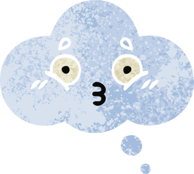 Bir insan tarafından çizilen düşünce baloncuğunun retro çizim tarzı karikatürü