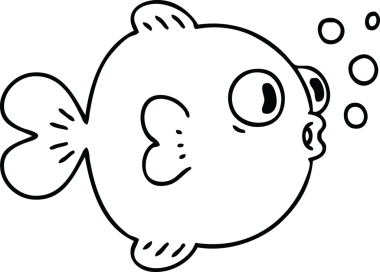 Bir insan tarafından çizilmiş garip karikatür balığı çizimi