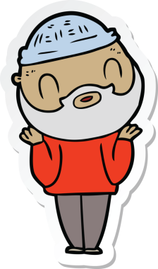 Bir insan tarafından çizilmiş sakallı bir adamın çıkartması.